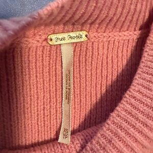 Free People Pink Oversized Cropped Sweater